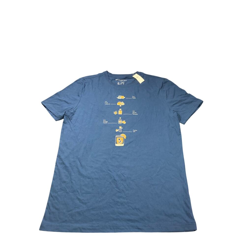 Banana Republic Eco T Shirt L Tall Blue Margarita Recipe Graphic Tee NWT